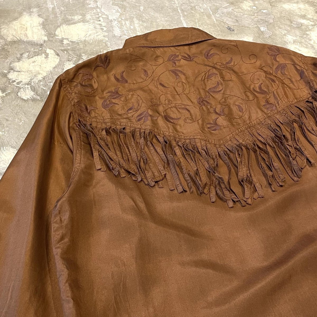 画像9: FRINGE YOKE EMBROIDEY SILK L/S SHIRT / Mens S(M) (9)