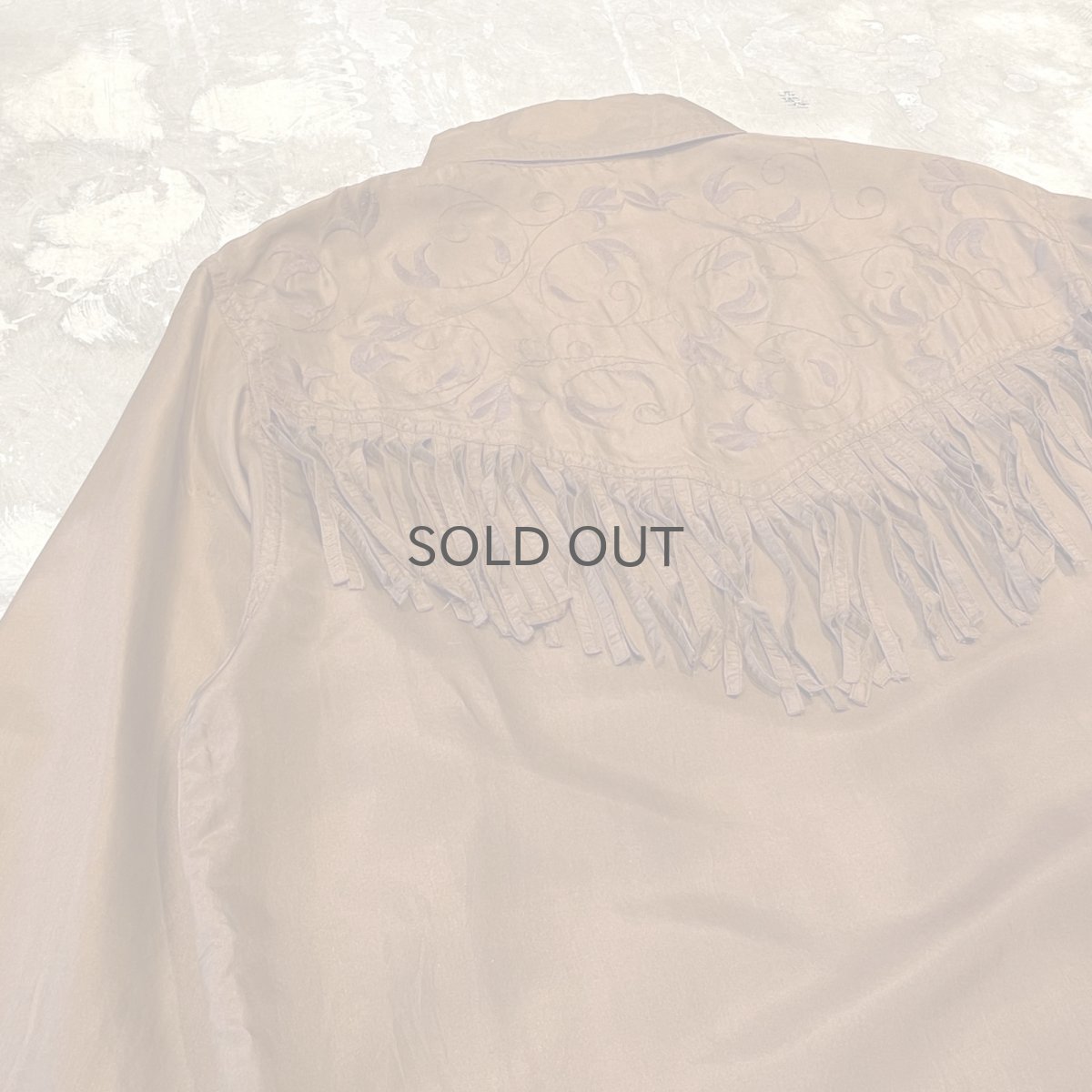 画像9: FRINGE YOKE EMBROIDEY SILK L/S SHIRT / Mens S(M) (9)