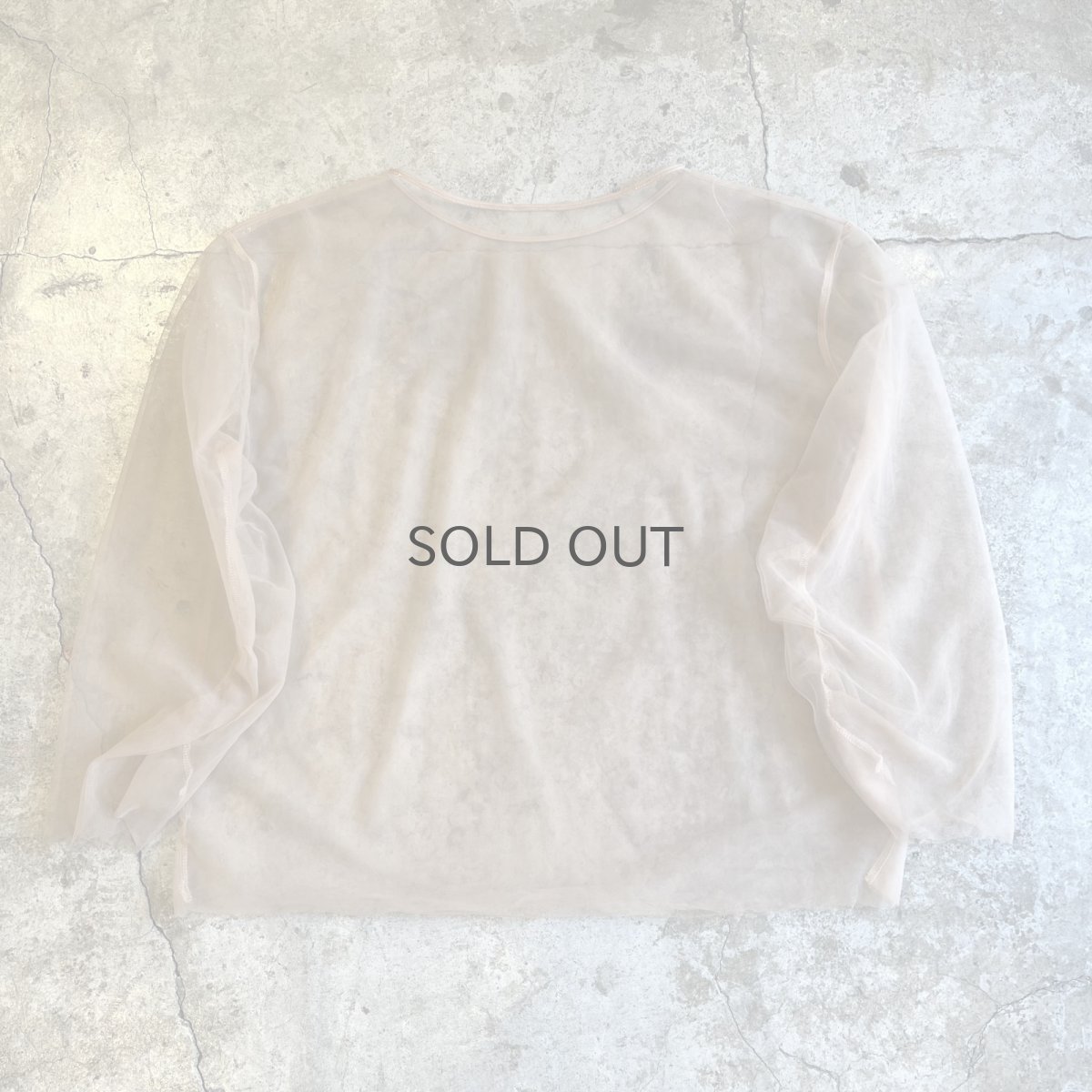 画像2: PALE TONE SLEEVE GATHER DESIGN TULLE SHEER L/S TOPS / Ladies L (2)