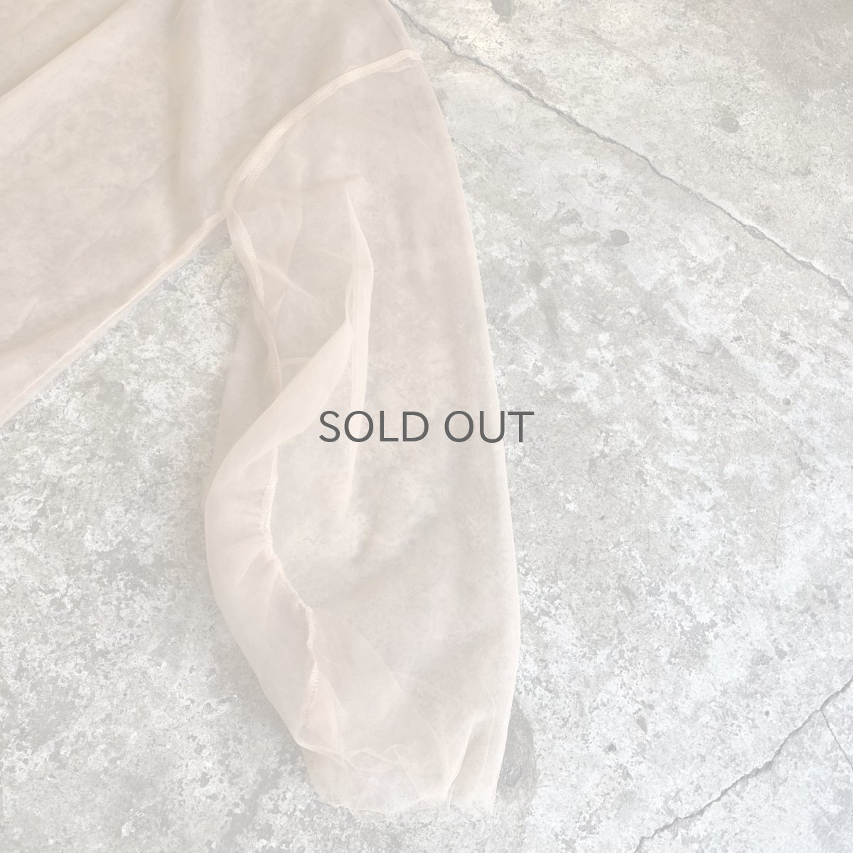 画像7: PALE TONE SLEEVE GATHER DESIGN TULLE SHEER L/S TOPS / Ladies L (7)