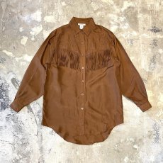 画像1: FRINGE YOKE EMBROIDEY SILK L/S SHIRT / Mens S(M) (1)