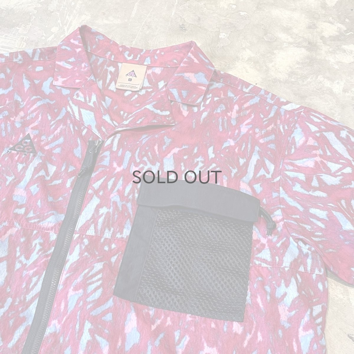 画像4: 【ACG】ALL OVER PATTERN ZIP UP NYLON S/S TOPS / Mens L (4)