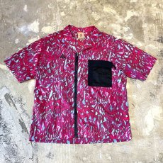画像1: 【ACG】ALL OVER PATTERN ZIP UP NYLON S/S TOPS / Mens L (1)