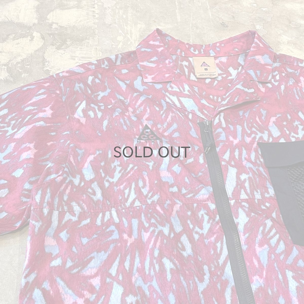 画像3: 【ACG】ALL OVER PATTERN ZIP UP NYLON S/S TOPS / Mens L (3)