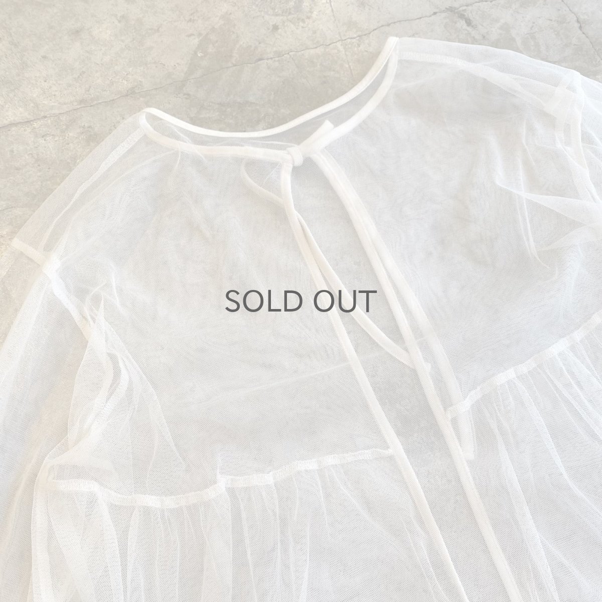 画像10: FRONT STRING DESIGN L/S SHEER BLOUSE / Ladies L (10)