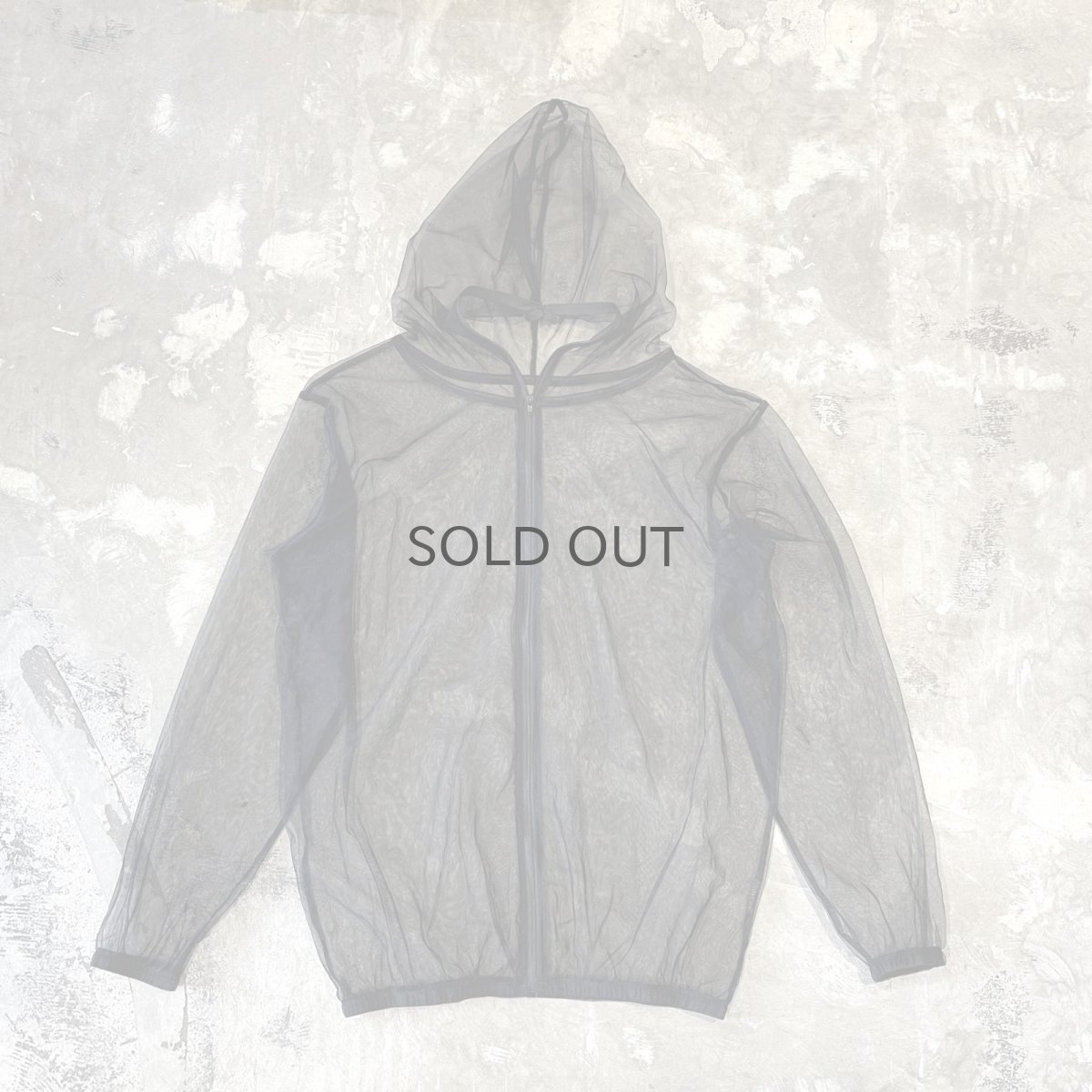 画像1: BLACK COLOR SHEER HOODIE ZIP UP L/S TOPS / Mens L (1)