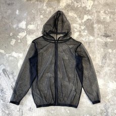 画像1: BLACK COLOR SHEER HOODIE ZIP UP L/S TOPS / Mens L (1)