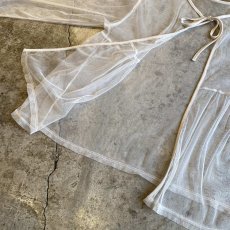 画像6: FRONT STRING DESIGN L/S SHEER BLOUSE / Ladies L (6)