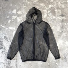 画像2: BLACK COLOR SHEER HOODIE ZIP UP L/S TOPS / Mens L (2)