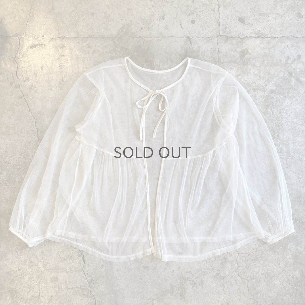 画像1: FRONT STRING DESIGN L/S SHEER BLOUSE / Ladies L (1)