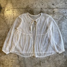 画像1: FRONT STRING DESIGN L/S SHEER BLOUSE / Ladies L (1)
