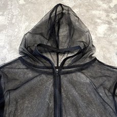 画像10: BLACK COLOR SHEER HOODIE ZIP UP L/S TOPS / Mens L (10)
