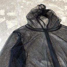 画像9: BLACK COLOR SHEER HOODIE ZIP UP L/S TOPS / Mens L (9)
