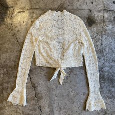 画像2:  FRONT TIE DESIGN FLORAL LACE CARDIGAN / Ladies S~M (2)