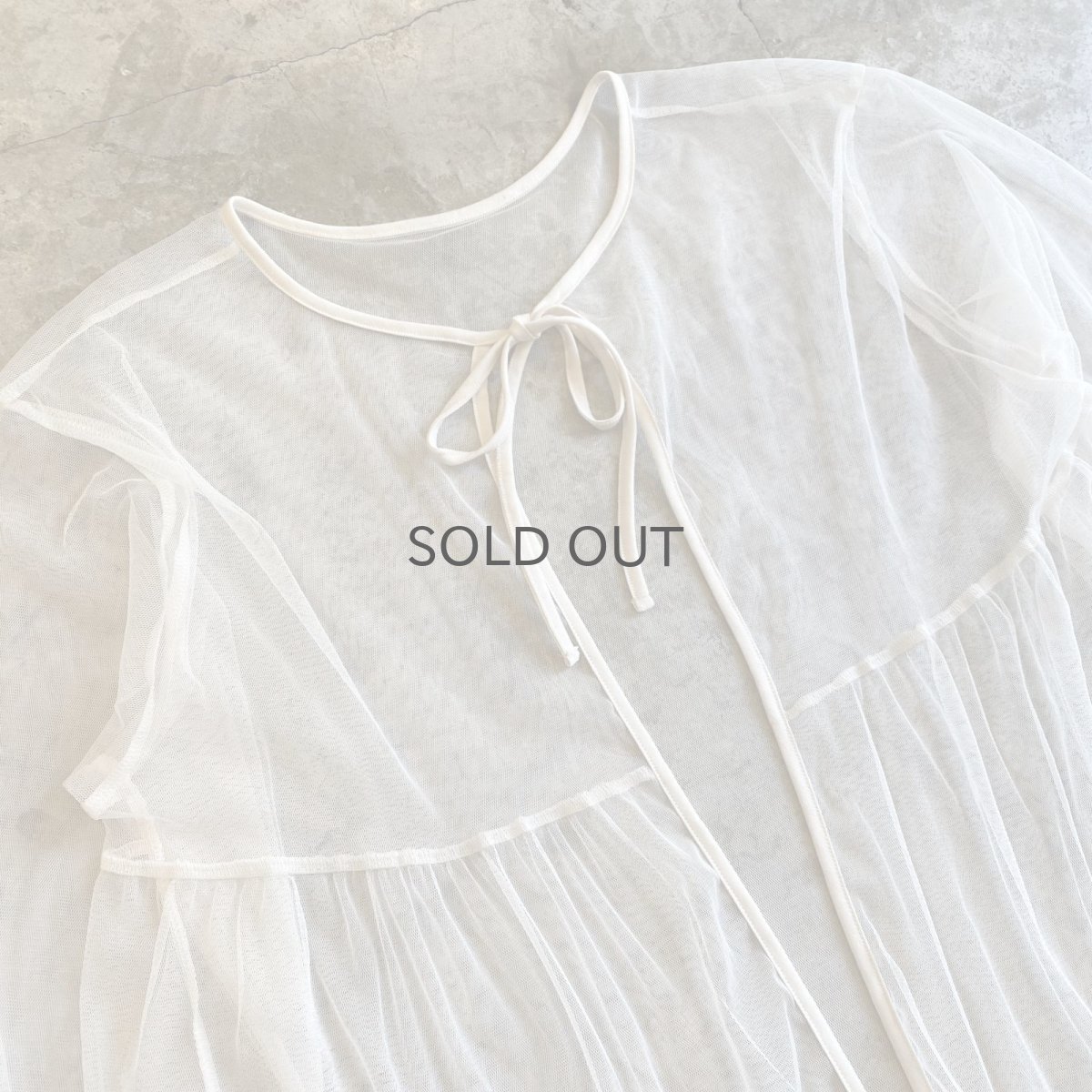 画像3: FRONT STRING DESIGN L/S SHEER BLOUSE / Ladies L (3)