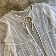 画像3: FRONT STRING DESIGN L/S SHEER BLOUSE / Ladies L (3)