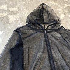 画像3: BLACK COLOR SHEER HOODIE ZIP UP L/S TOPS / Mens L (3)