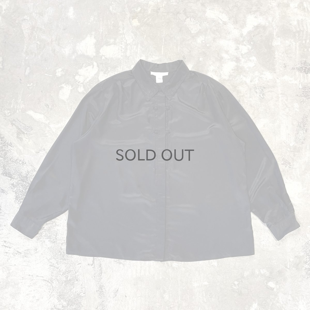 画像1: POINT EMBROIDERY CHINA BUTTON L/S SHIRT / Mens L (1)