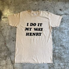 画像1: 70's BEIGE COLOR FRONT FLOCKY LOGO DESIGN S/S TEE / Ladies M(38~40) / MADE IN USA (1)