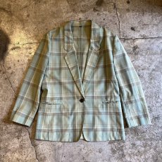 画像1: PALE TONE COLOR ALL OVER CHECK PATTERN DESIGN TAILORED JACKET / Ladies M(9AR) (1)