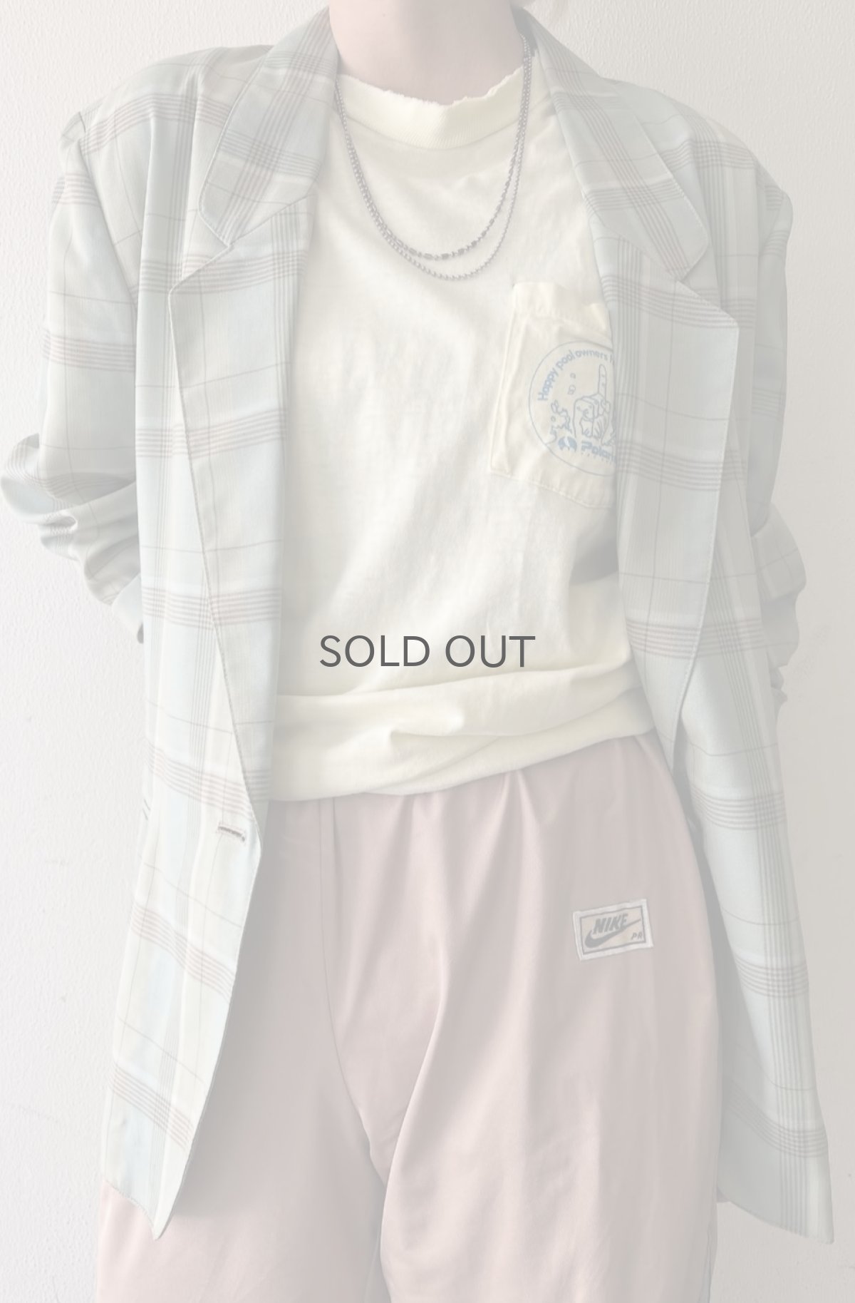 画像13: PALE TONE COLOR ALL OVER CHECK PATTERN DESIGN TAILORED JACKET / Ladies M(9AR) (13)