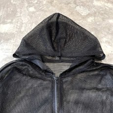 画像10: BLACK COLOR ZIP UP MESH HOODIE JACKET / Mens L (10)