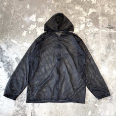画像2: BLACK COLOR ZIP UP MESH HOODIE JACKET / Mens L (2)