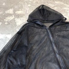 画像3: BLACK COLOR ZIP UP MESH HOODIE JACKET / Mens L (3)