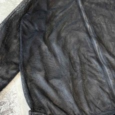 画像5: BLACK COLOR ZIP UP MESH HOODIE JACKET / Mens L (5)