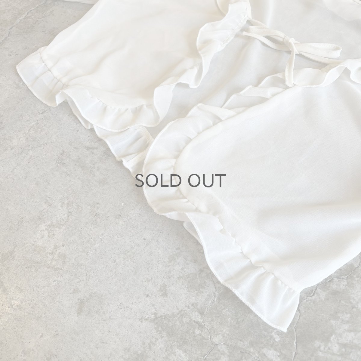 画像4: IVORY COLOR FRILL DESIGN SHEER SHORT L/S CARDIGAN  / Ladies M (4)