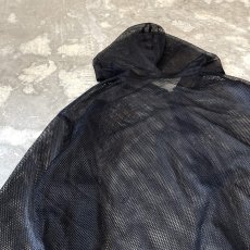 画像9: BLACK COLOR ZIP UP MESH HOODIE JACKET / Mens L (9)