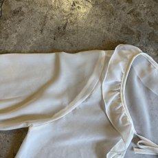画像10: IVORY COLOR FRILL DESIGN SHEER SHORT L/S CARDIGAN  / Ladies M (10)
