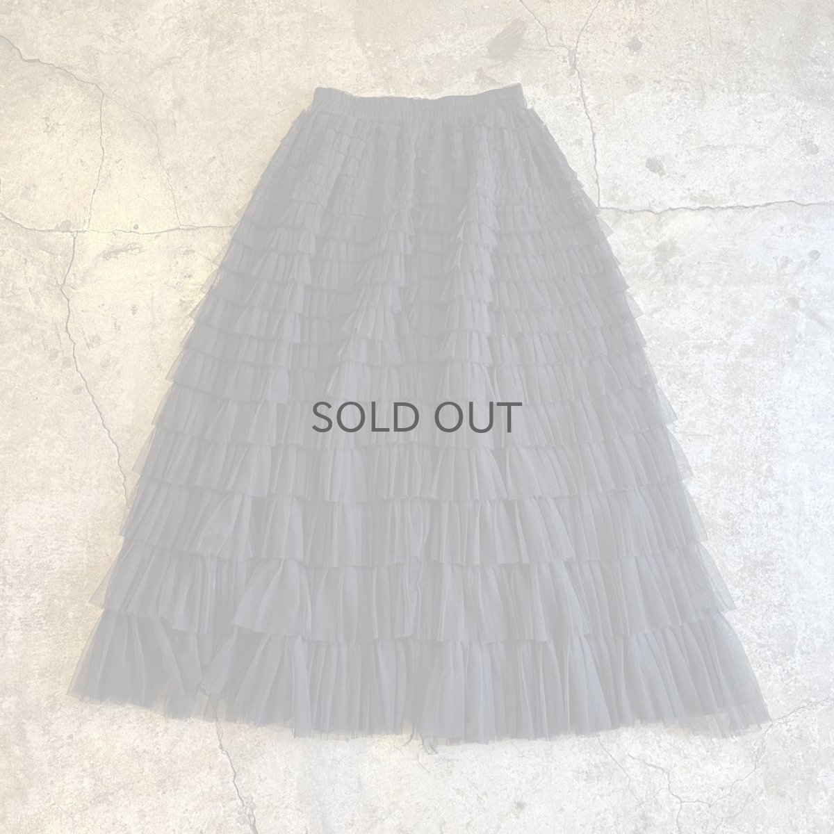 画像1: ALL OVER TIERED DESIGN TULLE FLARE LONG SKIRT / W22~W31 (1)