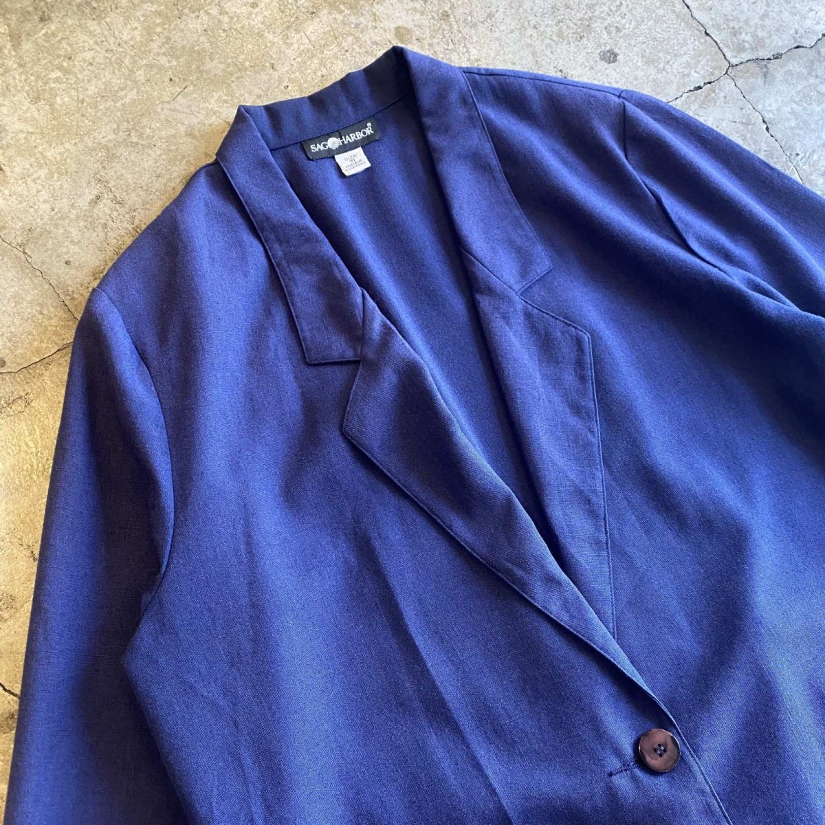 画像3: BLUE COLOR DOUBLE POCKET DESIGN TAILORED JACKET / Ladies L (3)
