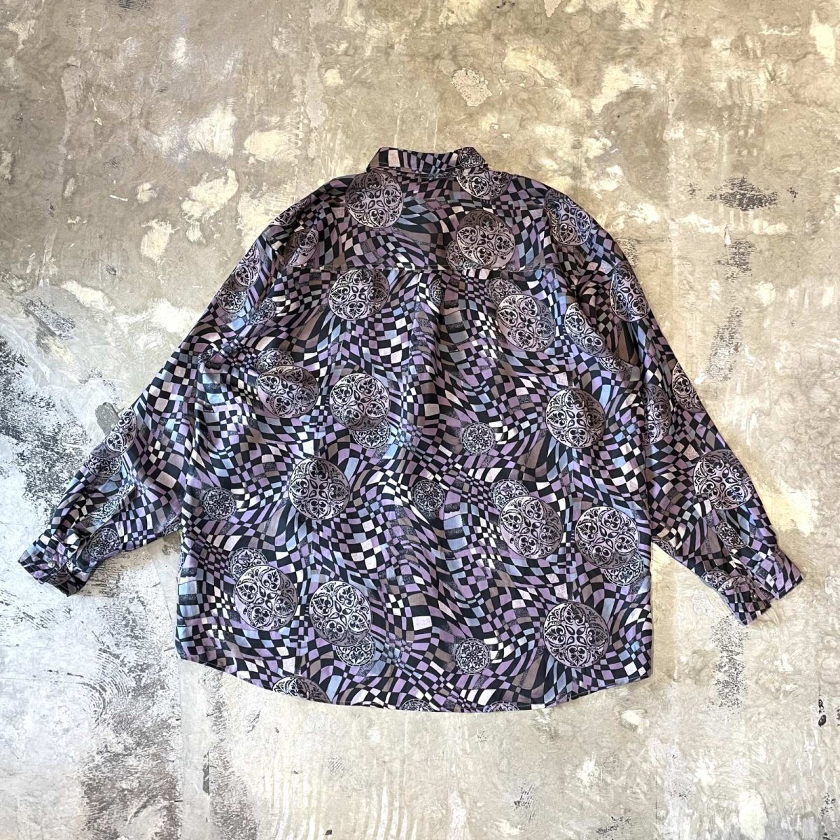 画像2: ALL OVER ARTISTIC PATTERN SILK L/S SHIRT / Mens S(L) (2)