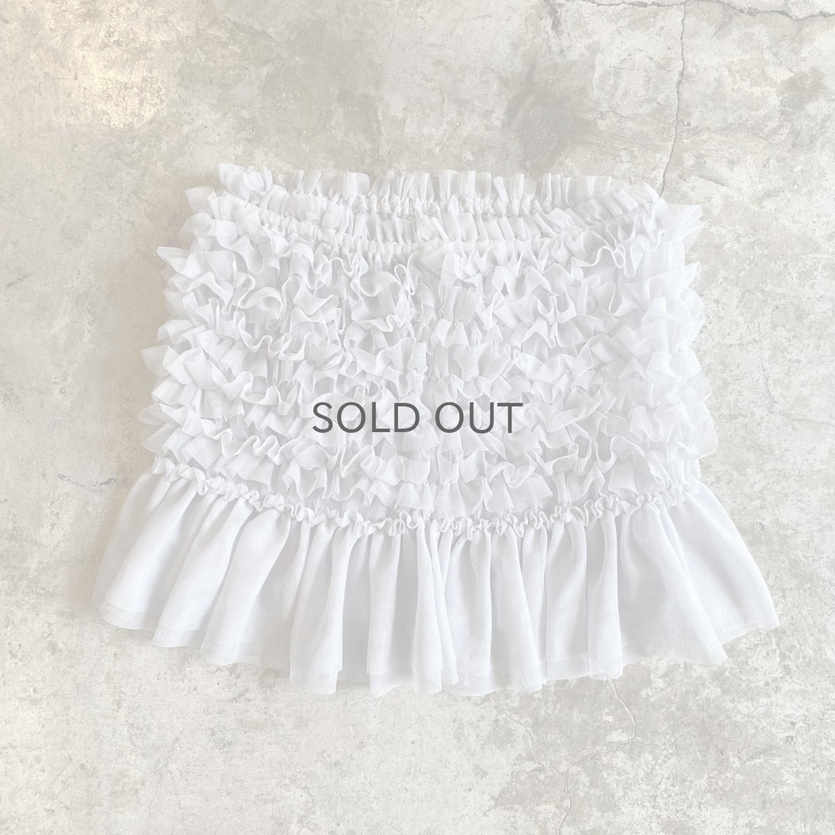 画像2: LIGHT GRAY COLOR TULLE TIERED FRILL DESIGN TOPS / FREE (2)