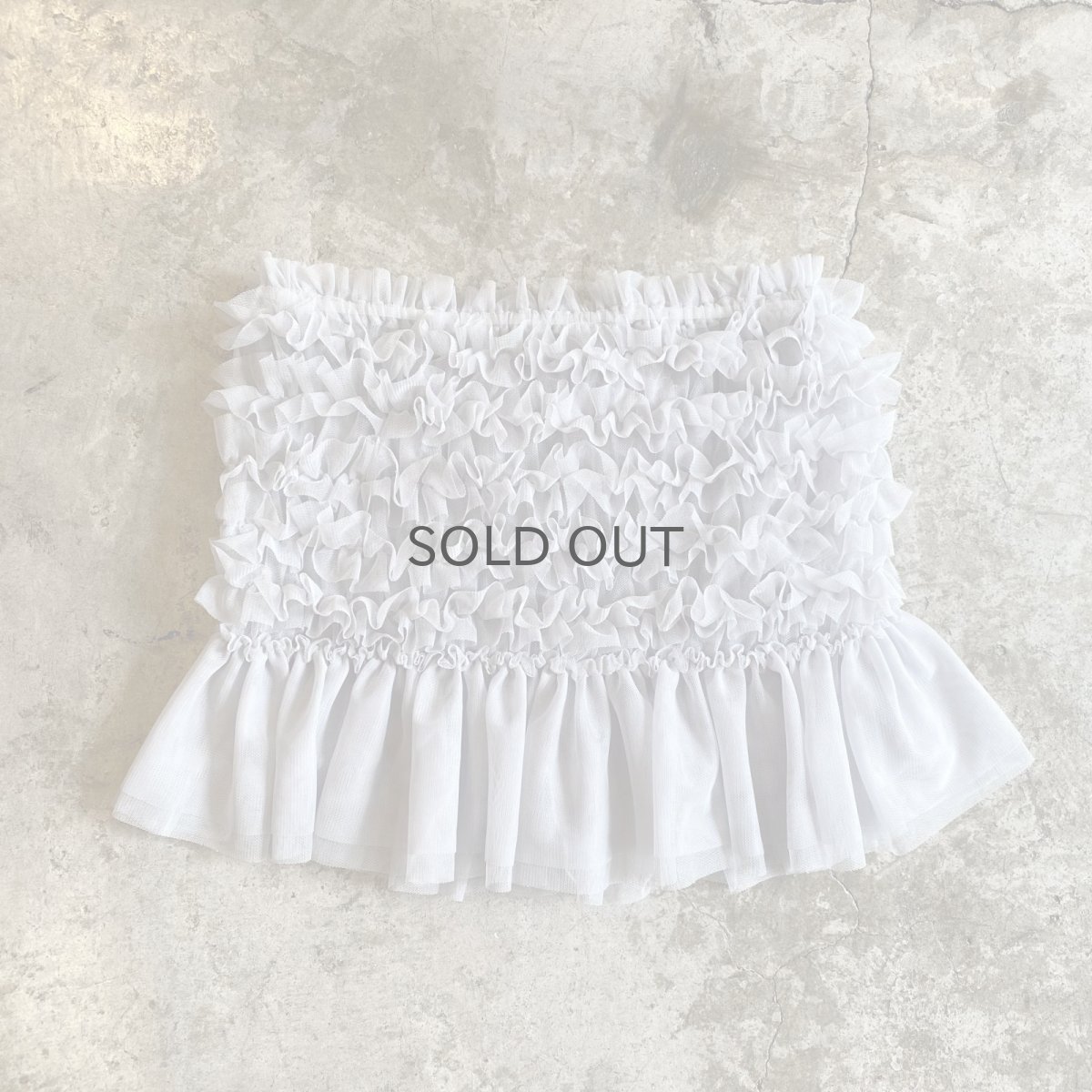 画像1: LIGHT GRAY COLOR TULLE TIERED FRILL DESIGN TOPS / FREE (1)