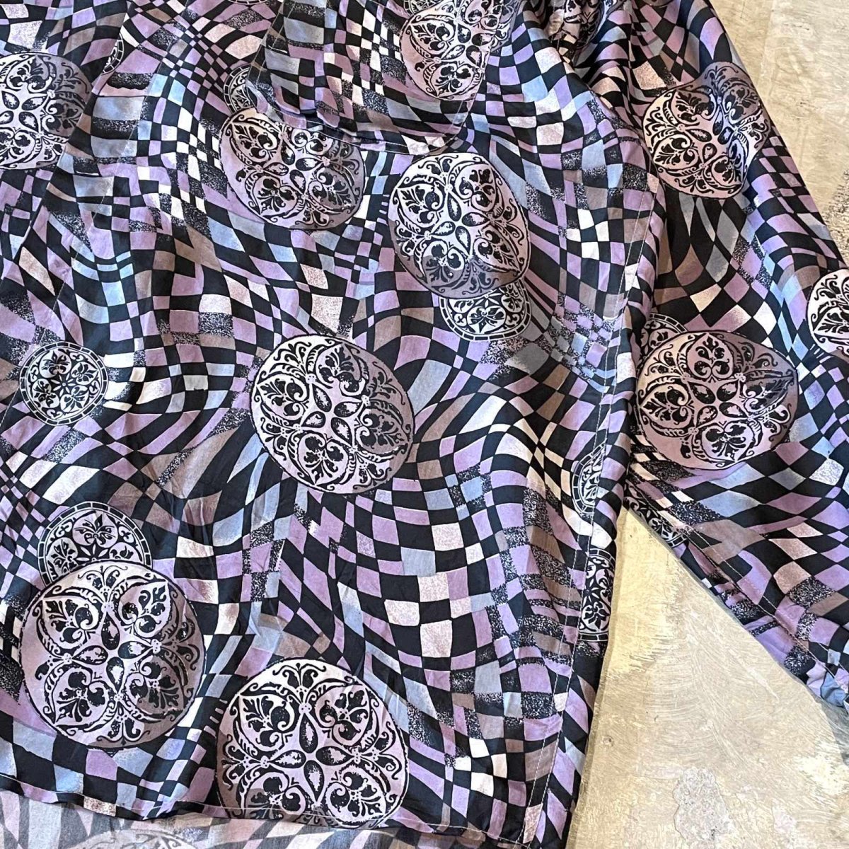 画像6: ALL OVER ARTISTIC PATTERN SILK L/S SHIRT / Mens S(L) (6)