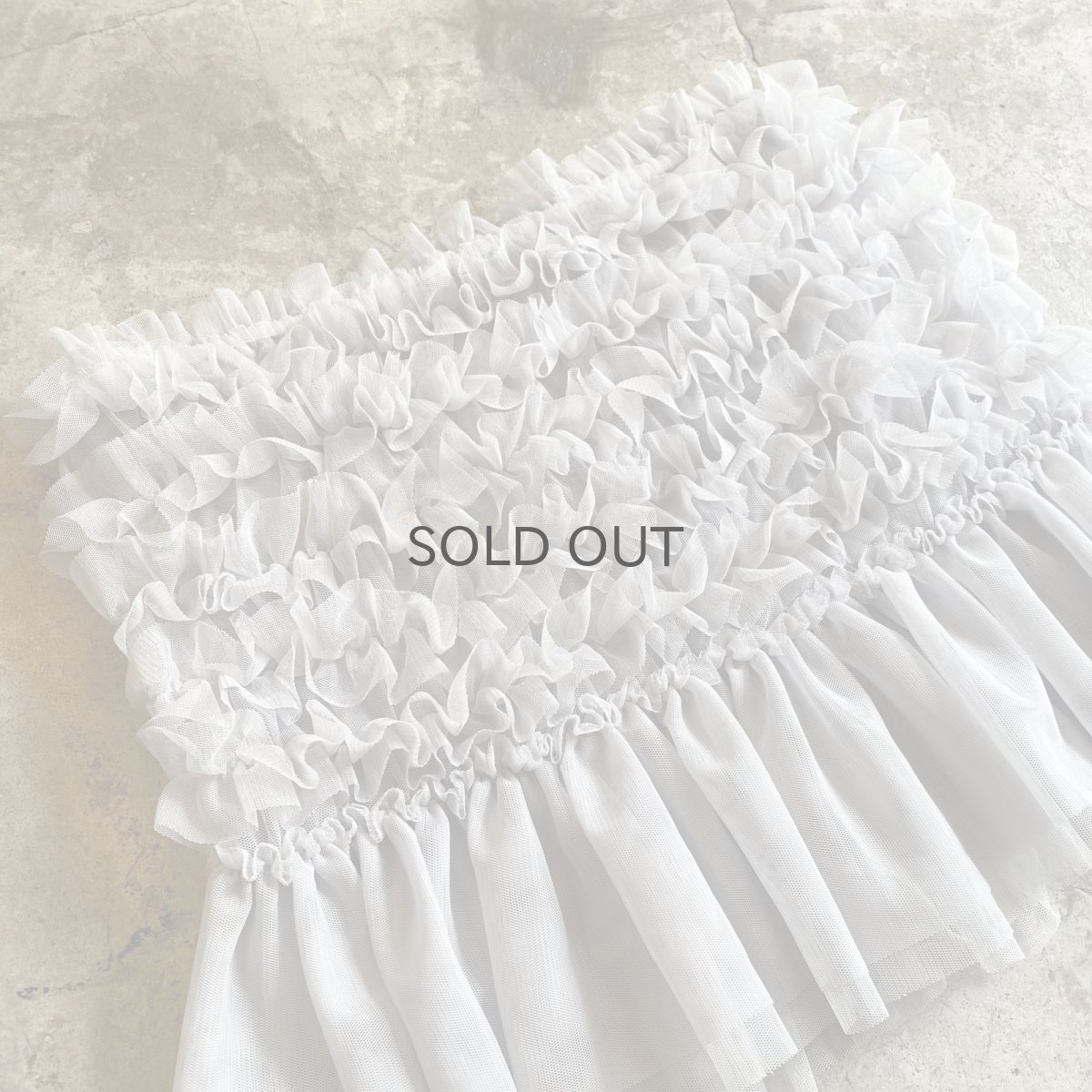 画像3: LIGHT GRAY COLOR TULLE TIERED FRILL DESIGN TOPS / FREE (3)