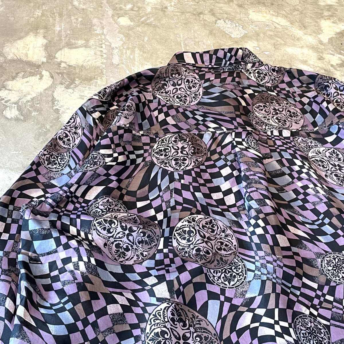 画像9: ALL OVER ARTISTIC PATTERN SILK L/S SHIRT / Mens S(L) (9)