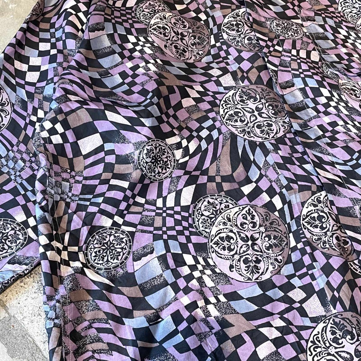 画像5: ALL OVER ARTISTIC PATTERN SILK L/S SHIRT / Mens S(L) (5)