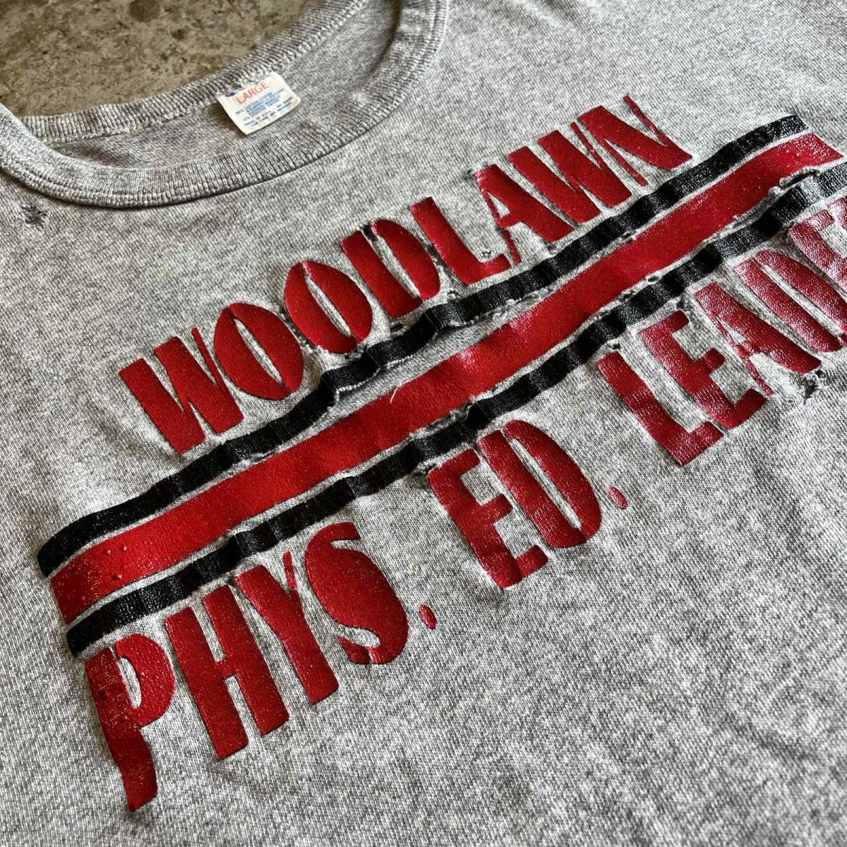 画像8: 80's【CHAMPION】FRONT LOGO×LINE RUBBER TRANSFER DESIGN S/S TEE / Ladies M(L) / MADE IN USA (8)