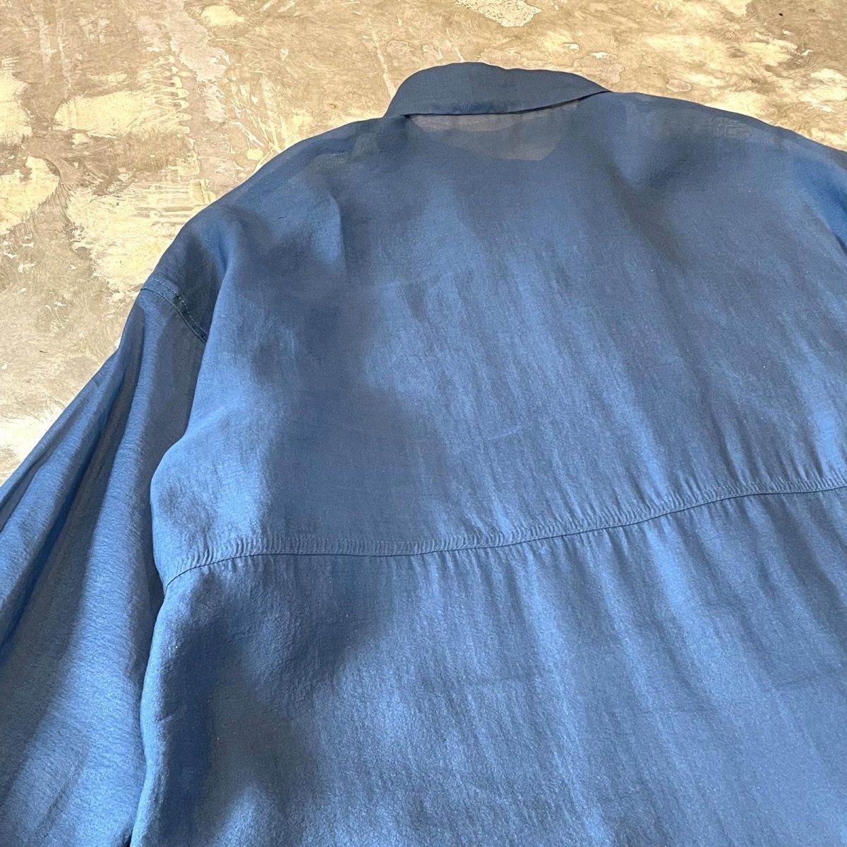 画像9: BLUE COLOR SIDE SLIT SHEER L/S SHIRT / Mens L (9)