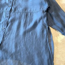 画像6: BLUE COLOR SIDE SLIT SHEER L/S SHIRT / Mens L (6)