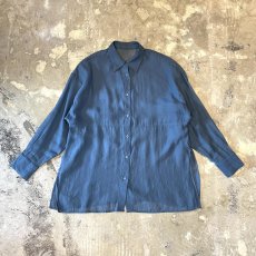 画像1: BLUE COLOR SIDE SLIT SHEER L/S SHIRT / Mens L (1)