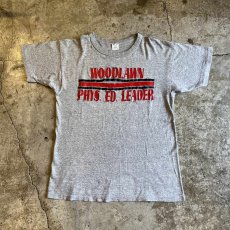 画像1: 80's【CHAMPION】FRONT LOGO×LINE RUBBER TRANSFER DESIGN S/S TEE / Ladies M(L) / MADE IN USA (1)
