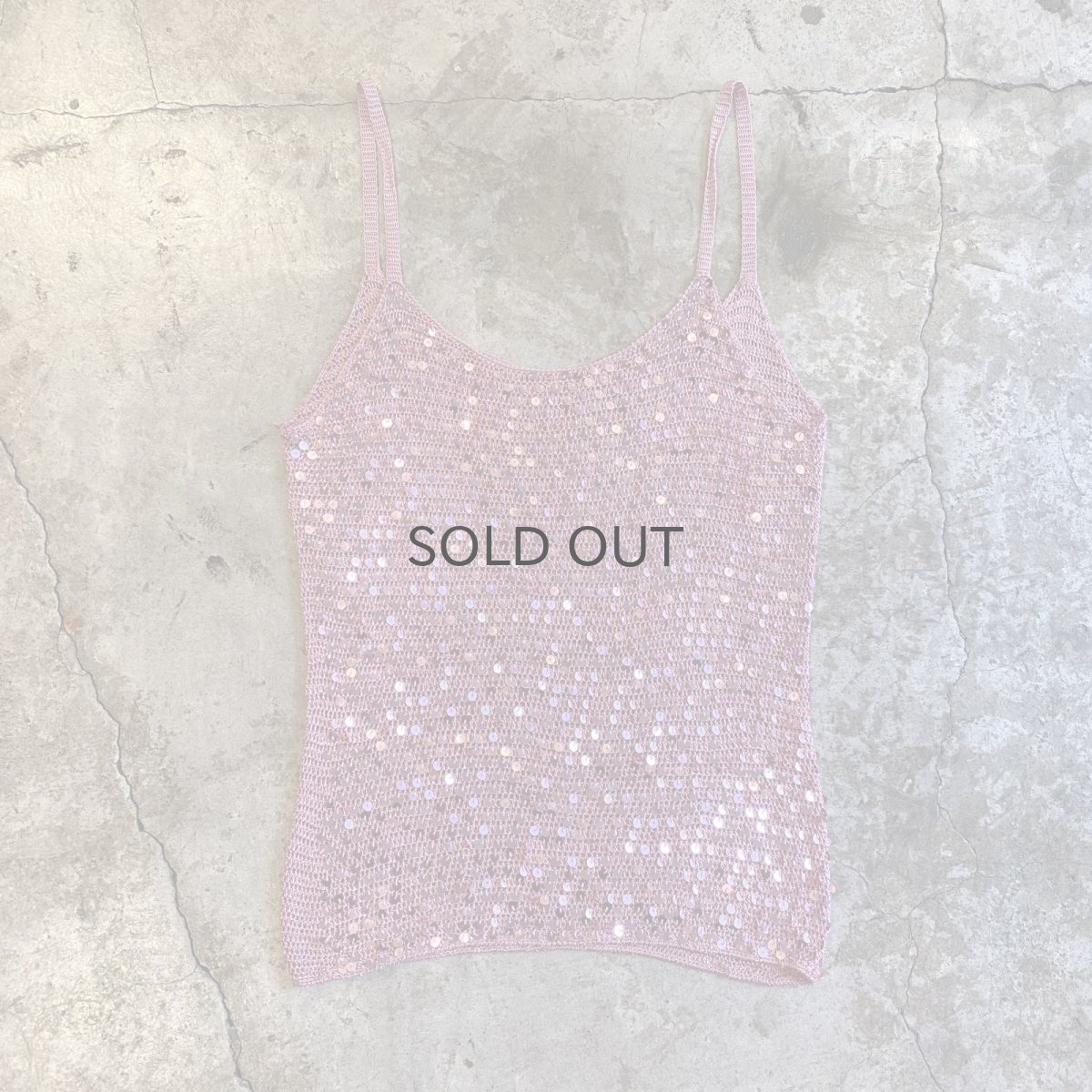画像1: PINK SPANGLE DESIGN CHOCHET CAMISOLE / Ladies M (1)