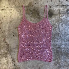 画像1: PINK SPANGLE DESIGN CHOCHET CAMISOLE / Ladies M (1)