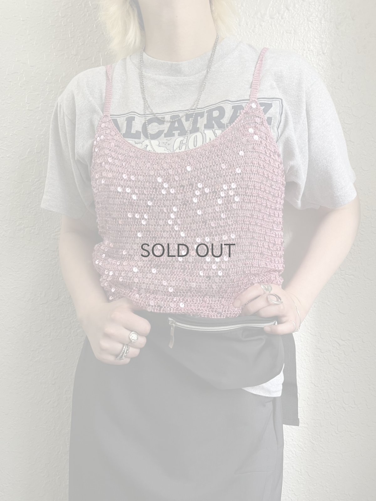 画像11: PINK SPANGLE DESIGN CHOCHET CAMISOLE / Ladies M (11)