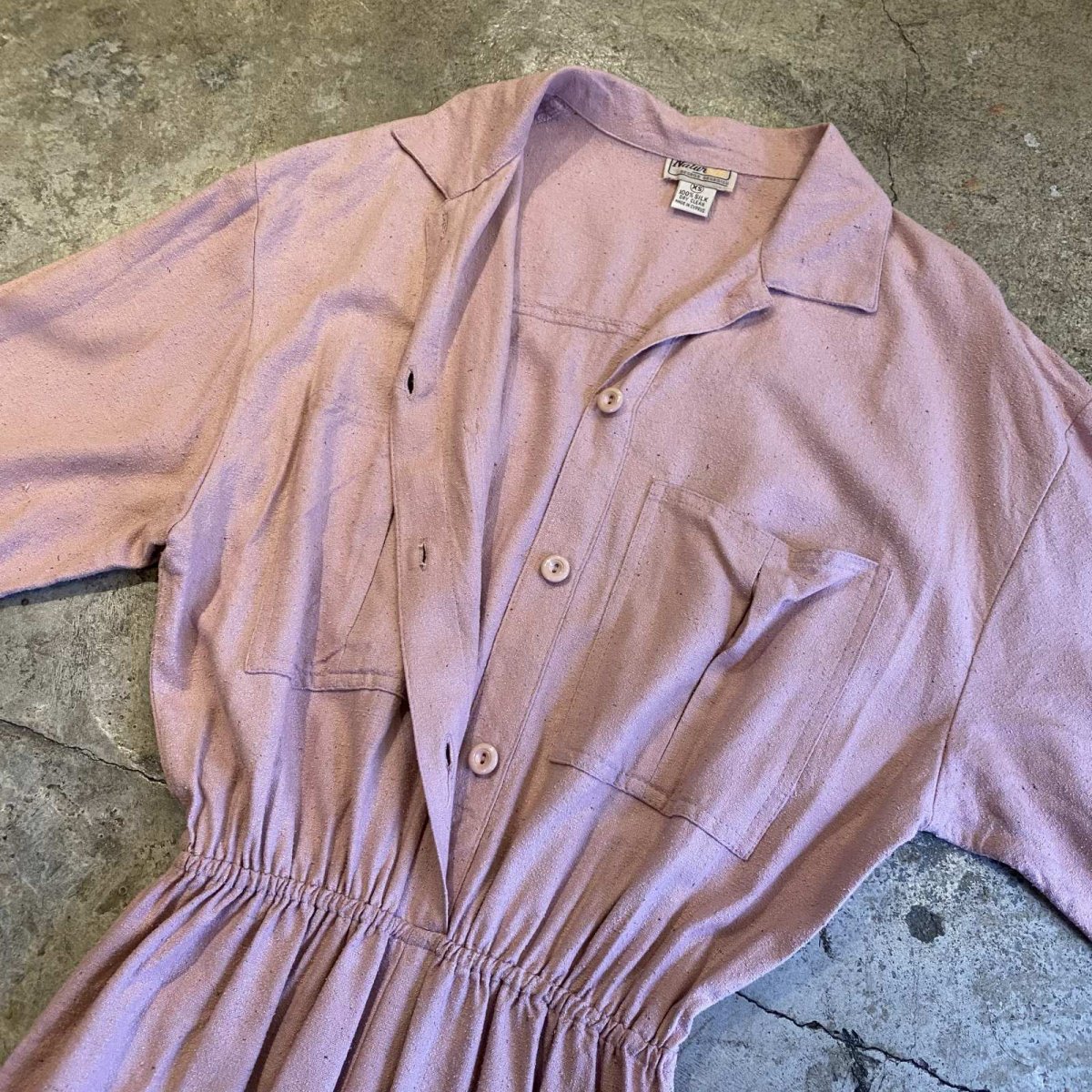 画像8: PINK COLOR DESIGN SILK JUMPSUIT /  Ladies XS (8)